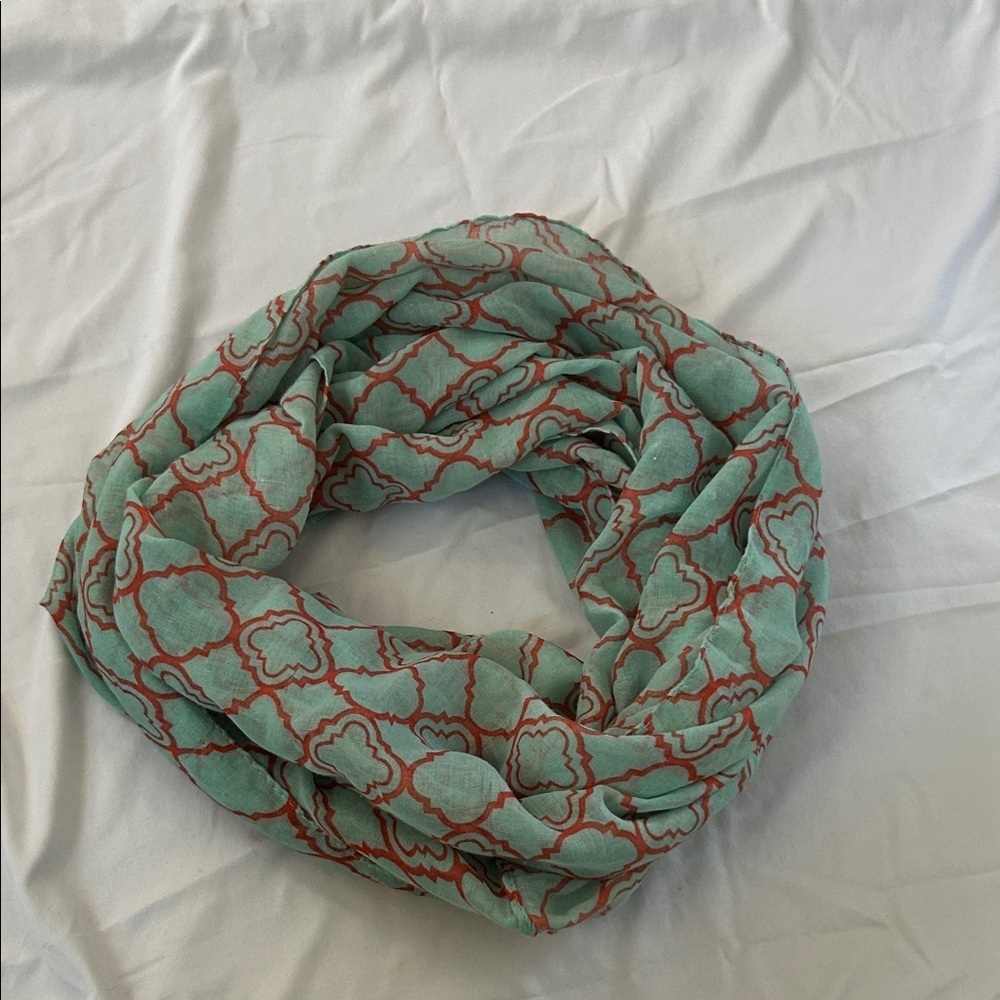 Red and Green Patterned Wrap infinity scarf